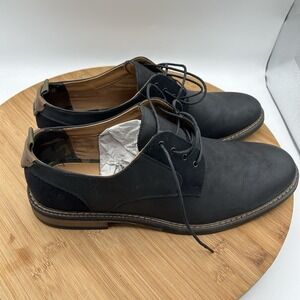 Seven91 Oxford Shoes Men 11 Black Faux Leather  & Canvas Laced Up Casual Comfort